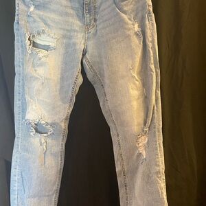 Men’s Original Use Light Blue Distressed Slim Straight Jeans 32 x 30
